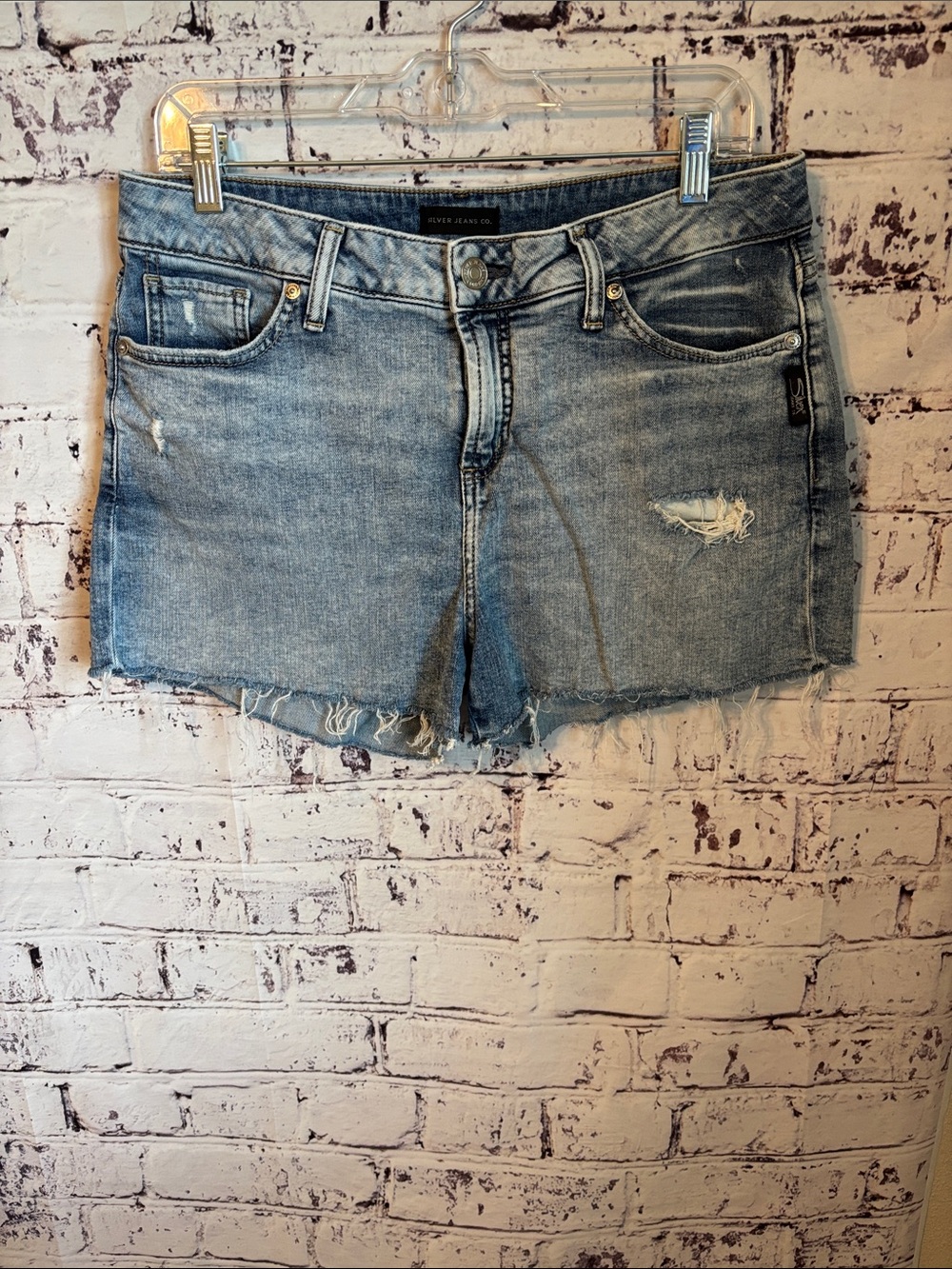 Silver Jeans Co Light Wash Distressed Denim Shorts